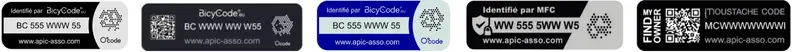 etiquette de marquage bicycode, apic asso